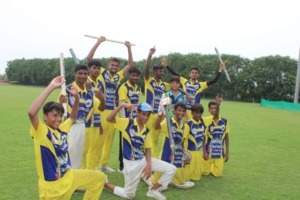 Winning Team Photo with Trophy Winning cricket team posing with the trophy