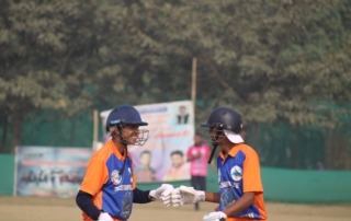 Players demonstrating batting and bowling skills during cricket trials with focus on technique, accuracy, and match performance