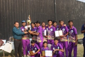 Team celebrating trophy win