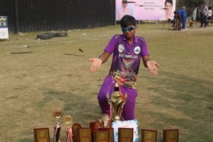 Young player showing certificate