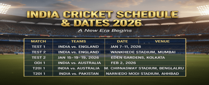India Cricket Schedule & Dates 2026