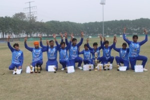 Team group photo with trophy